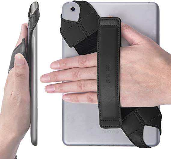 Joylink iPad Hand Holder Strap with Pen Loop and 360 Swivel Leather Handle Grip Elastic Belt for 10.1" Tablets