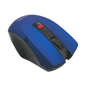MOUSE, WIRELESS BLACK/BLUE RUBER COATING